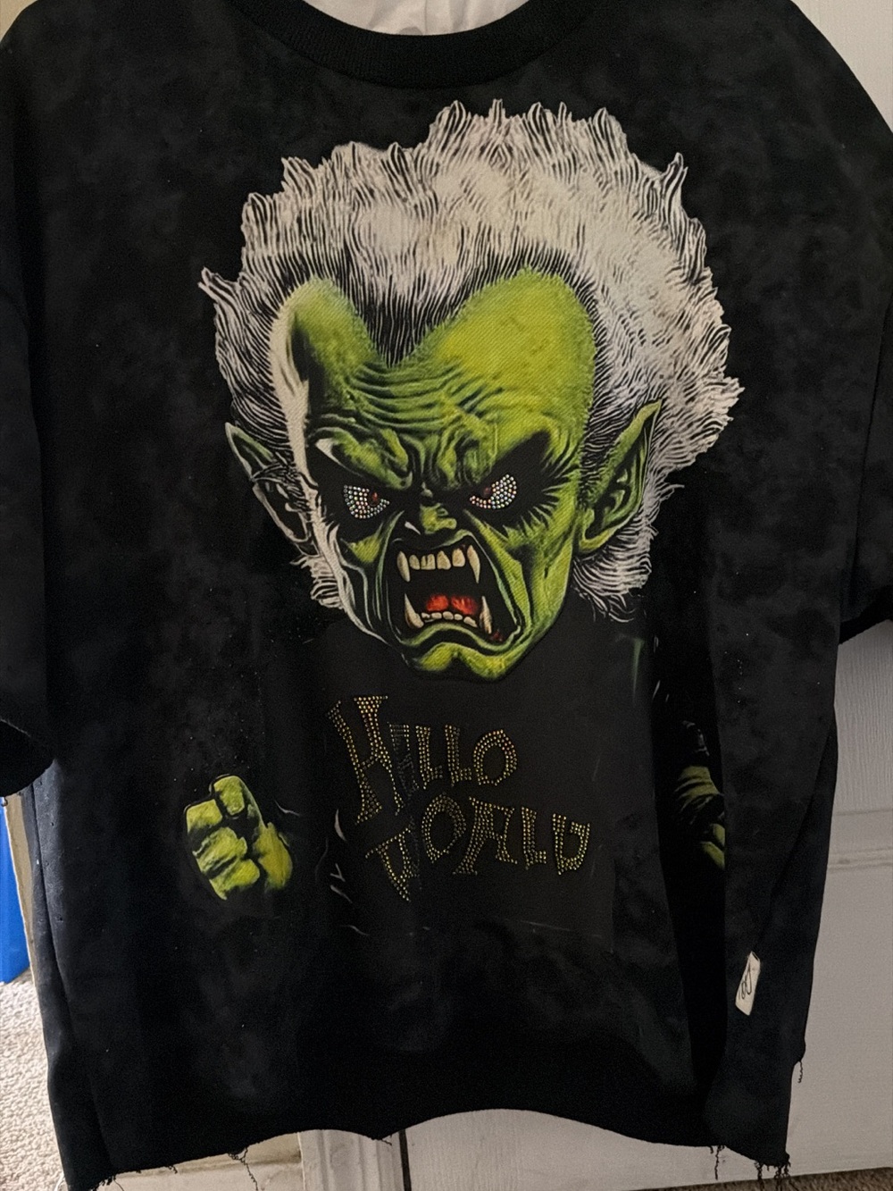 Men's Black Tank Top with Neon Green Monster Graphic